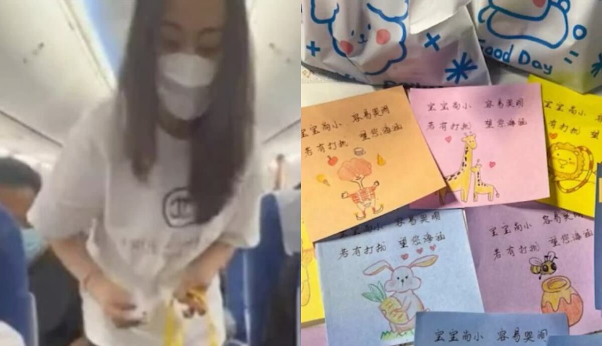 El especial gesto se volvió viral: madre entrega carta de disculpas y regalos a pasajeros de avión por si llora su hijo