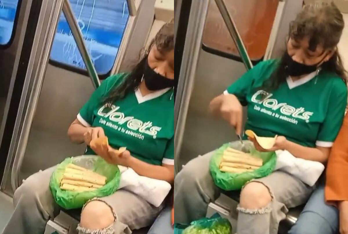 Captan a mujer preparando tacos en pleno viaje en el Metro y el video se vuelve viral